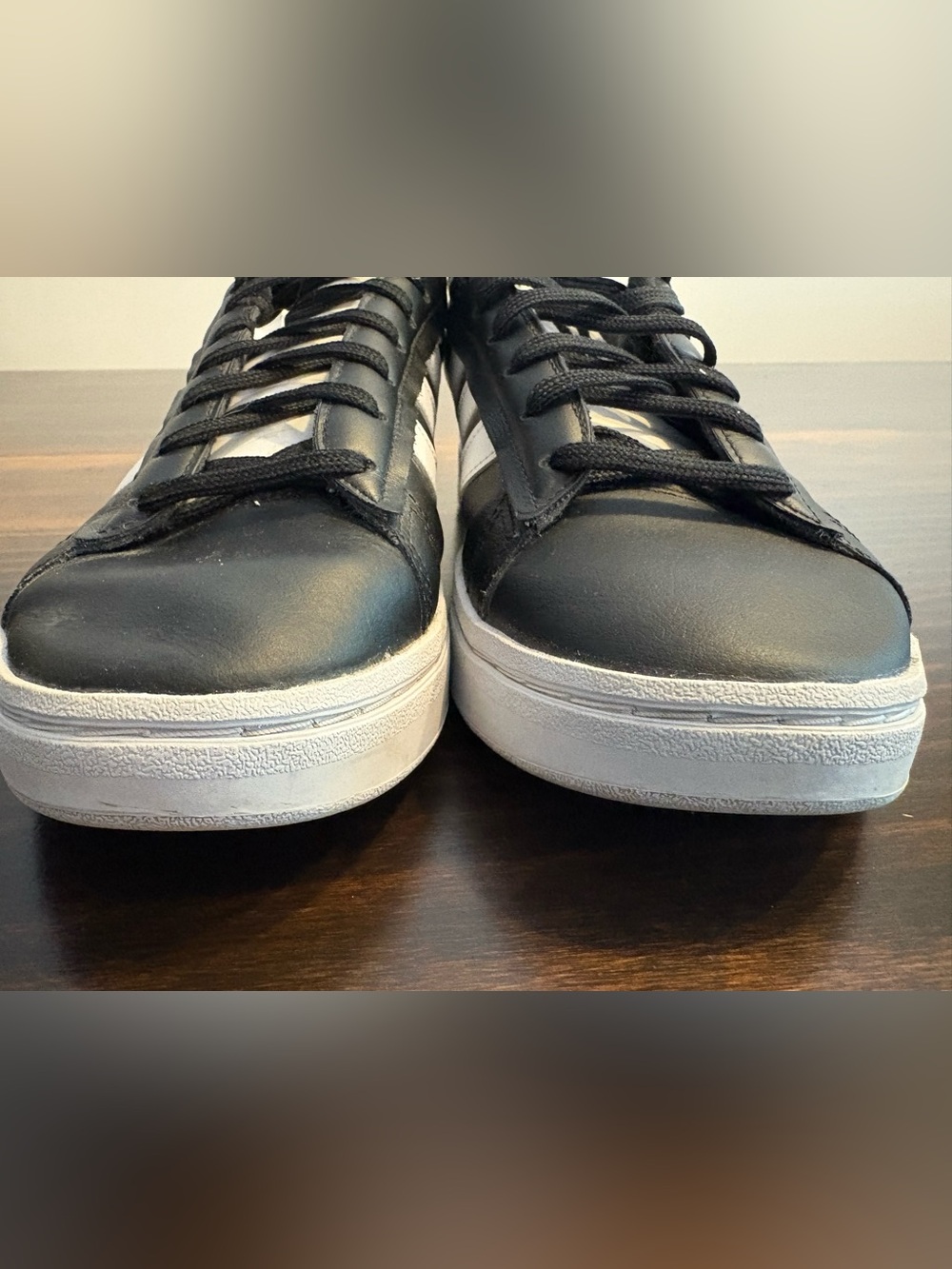 adidas Gradas Black White Leather Sneakers Men’s 9.5 - Picture 5 of 11